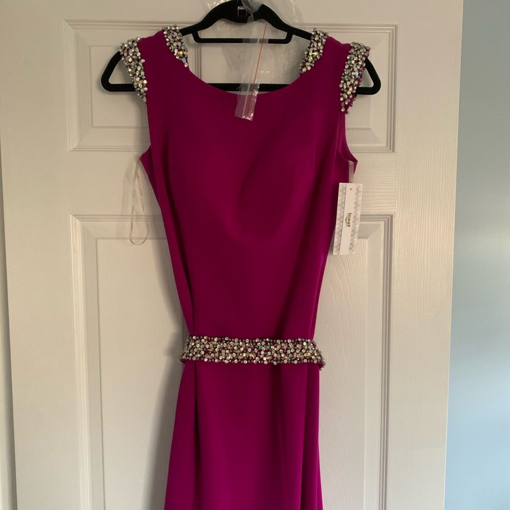 NWT beaded magenta evening gown